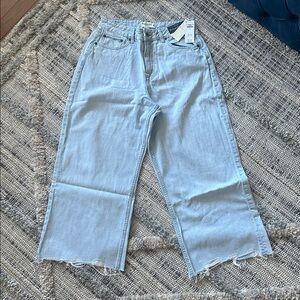 Abercrombie & Fitch Light Blue Crop Wide Leg Jeans